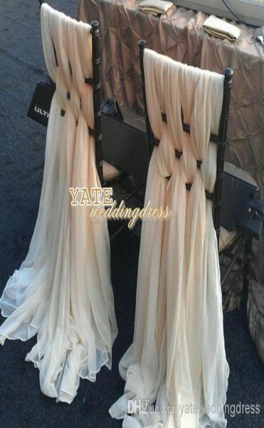 Wunderschöner Chiffon Rüschenstuhl Sash 60 Stücke 2014 Hochzeitsdekorationen Jubiläumsfeier Bankettzubehör in Stock7102653