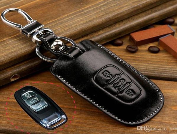 Echter Lederschlüssel FOB -Abdeckhülle für Q5 A4 A5 A8 S5 A6 Key Halter Wallets Bag Key Chain Accessoires2224708