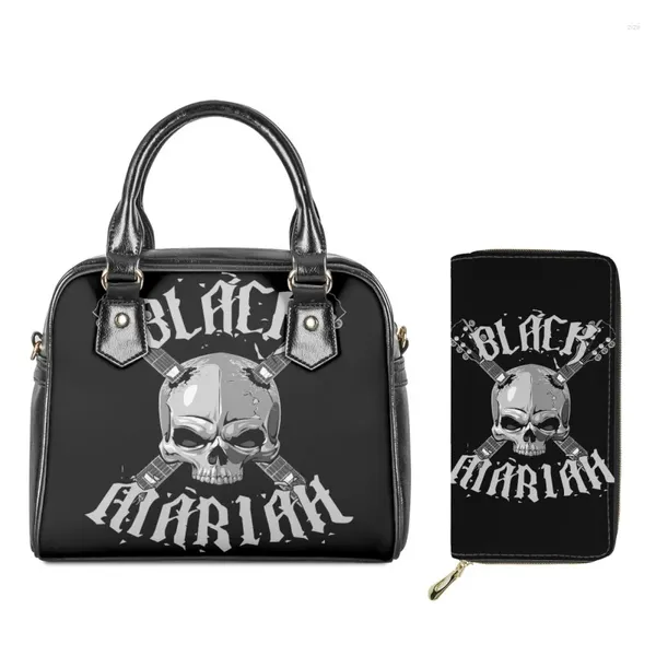 Sagni da sera TwoHeartsgirl Women's Messenger Spall Skull Rock Rock Festival Bag della borsa portatile di grande capacità set