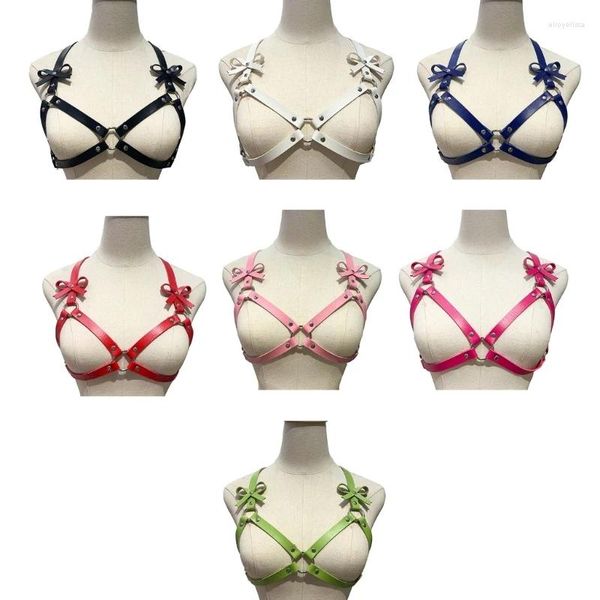 Bras Punk in pelle punk cablaggio reggiseno reggiseno donna sexy corpo gotico