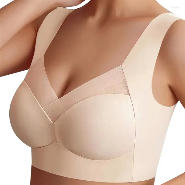 Reggiseno reggiseno sottile per donna seta ghiacciata di grandi dimensioni push up lingerie senza cucitura senza anello di acciaio bianche