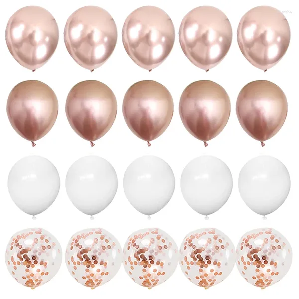 Partydekoration 20pcs 12 -Zoll -Chrom Rose Gold Konfetti Latexballons Hintergrund Geburtstag Hochzeit Junggeselle Erwachsene Jubiläum