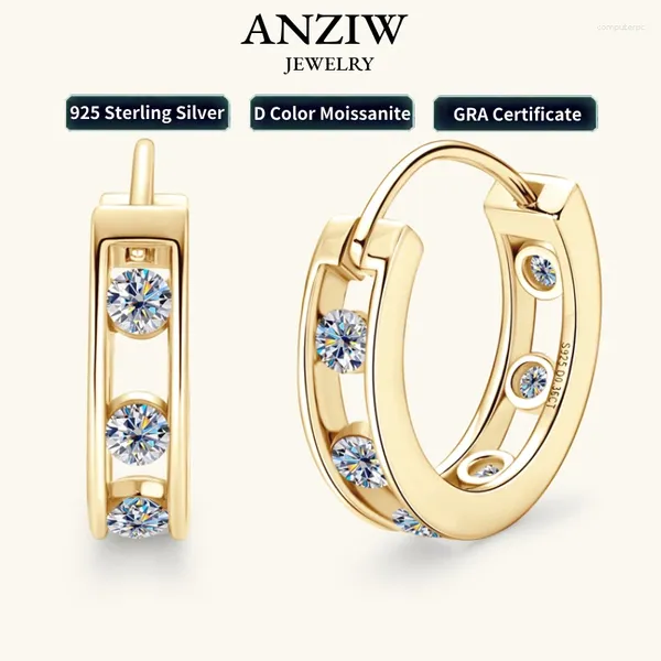 Hoop -Ohrringe 2024 in 18K Gold plattiert 0,72ctw.2,5 mm Moissanite Huggie für Frauen 925 Silberschmuck mit Zertifikat Geschenk