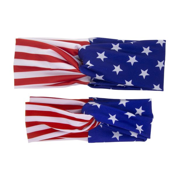 American Flag Bandana 2 PCs Mutter Kinder Größe Amerikaner Flaggen Stirnband USA Bandana 4. Juli Accessoires Patriotische Haarzubehör 22295