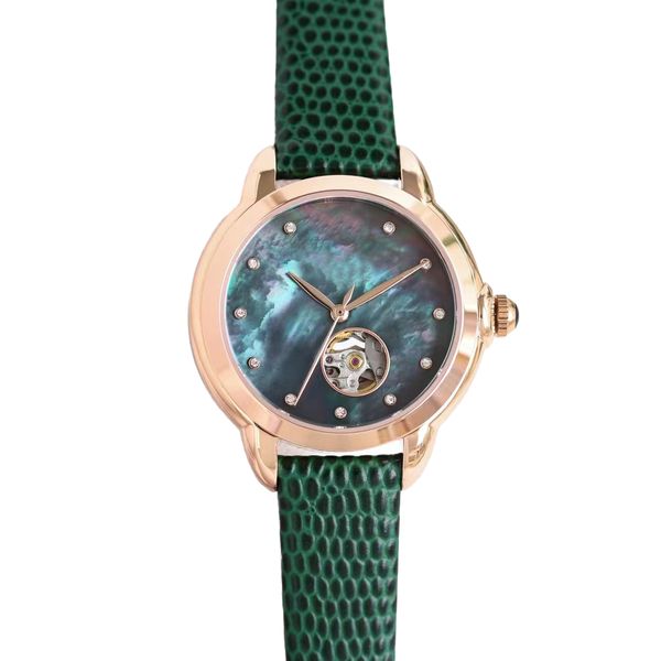 Banda de aço elegância feminina Fritillary Hollow Watch Fase Moon Fase Automática Luz Mecânica Luxo Assista a Moda Esportes Feminino Quartz Relógio 184602