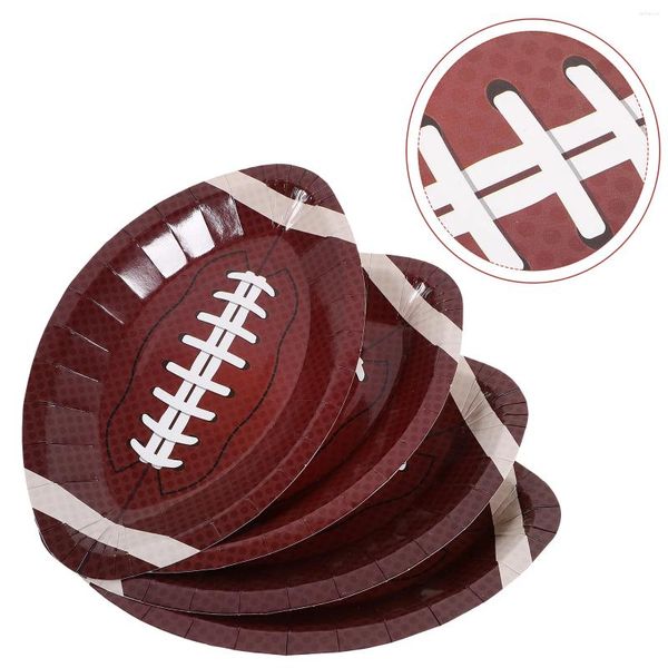 DenuNware descartável 20 PCs Rugby Party Tableware O presente Bandejas de futebol Servindo pratos de papel fornecem criança para