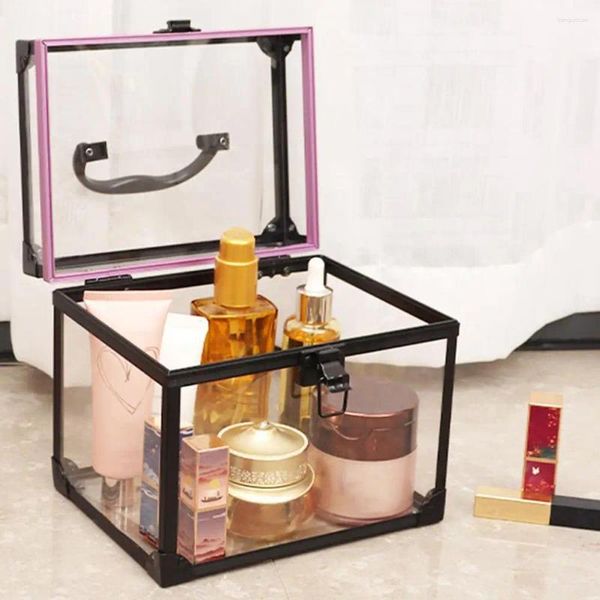 Caspette di stoccaggio Custodia per trucco acrilico trasparente con organizzatore cosmetico impermeabile portatile per casa