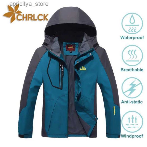 Giacche per esterni con cappuccio Chrlck Mens Waterproof Giacca escursionistica di grandi dimensioni Vorgenti a vento a vento Campeggio Cavalca da pesca da pesca da pesca da pesca da pesca da pesca a esterno L48