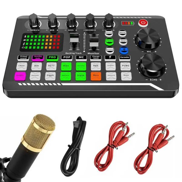 Microfoni F998 Sound Card Studio Mixer Kit di mixer audio per la registrazione di telefoni trasmessa in diretta YouTube Podcast