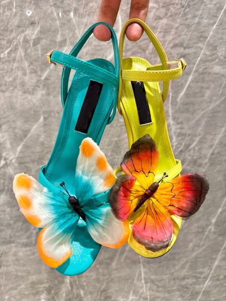 Itália Design Design Sandálias de casamento de noiva Sapatos Mulheres Rarefly Butterfly Saltos altos Tirada Festa de festas de casamento Gladiador Sandalias eu35-42