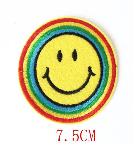 2018 adesivi Parches 90s Happy Hippy Rainbow Face Iron-on Patch Applique MOTOF Fabric Games Games Dartboard Decal1314751