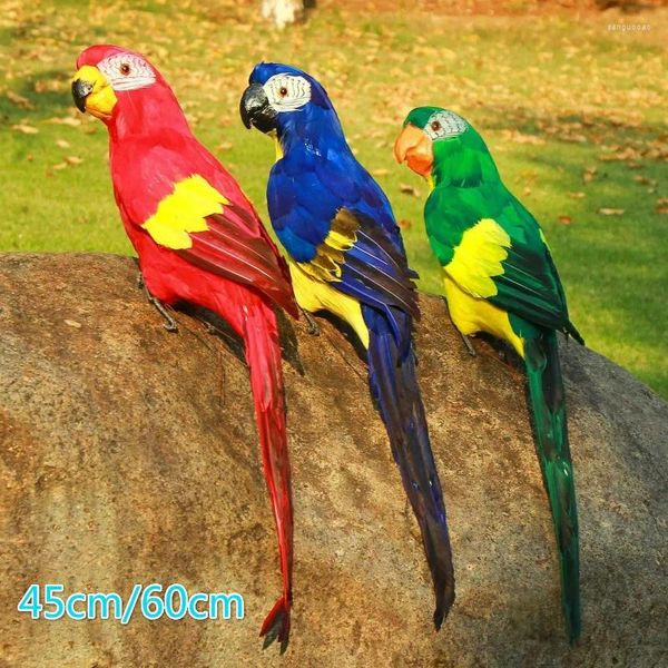 Gartendekorationen 45 cm Simulation Papagei handgefertigtes Schaumfeder Macaw Rasen Figurer Orament Gefälschte Tiervogel -Stütze Dekoration