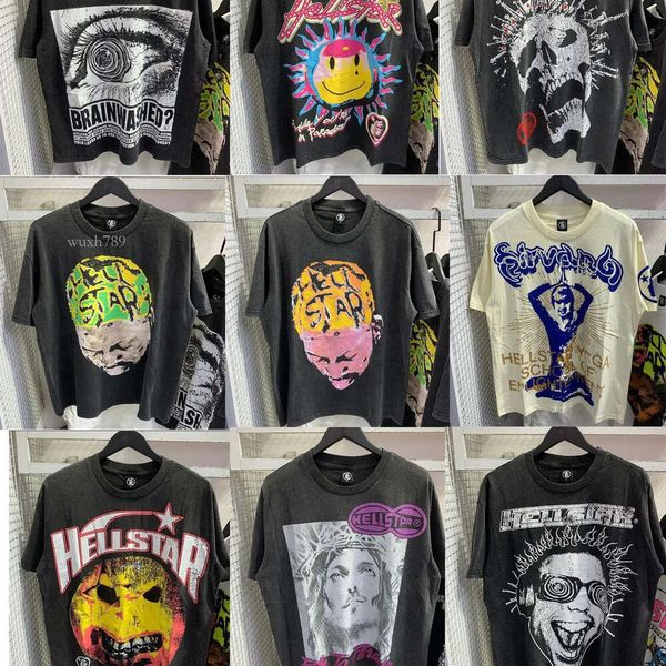 2024 Hellstar Shirt Designer maschile Vintage Summer Casual Womens Tees Sleeve Short Sell Lettere di vendita Top Abbiglia