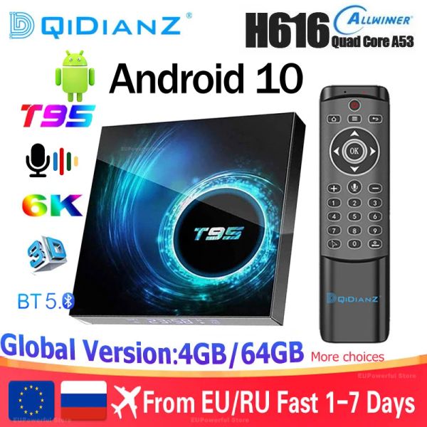Kutu Android TV Kutusu Android 10 T95 6K H616 Dört Çekirdek Medya Oyuncusu Oyun Mağazası Ücretsiz Hızlı Android Akıllı TV Seti Üst Kutu PK H96MAX