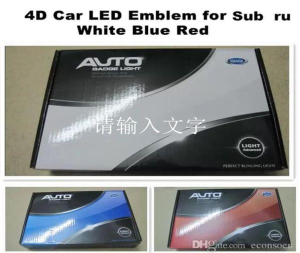 Citches de LED de carro emblema LED emblema 4d luz azul branco Luzes traseiras vermelhas 140x73mm3823128