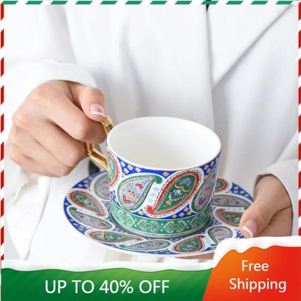 Tazze piattini di lusso in stile europeo tazza di caffè art oro grazioso tè reale cucina latte ceramica kaffeetasse set vintage 50bd