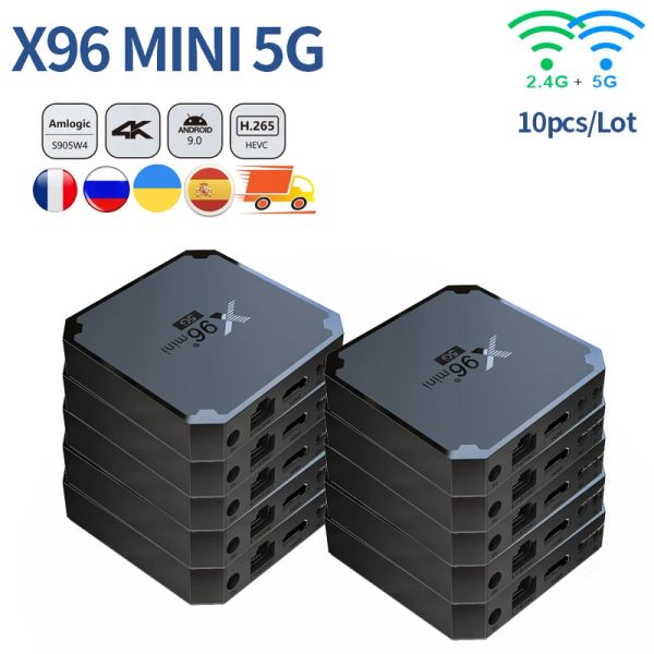 Box 10pcs Android 9.0 Smart TV Box x96 Mini 5G Amlogic S905W4 2.4G 5G Dual Wi -Fi Set Top Box Voice Voice HD 4K Player Media Player Player 4K Player