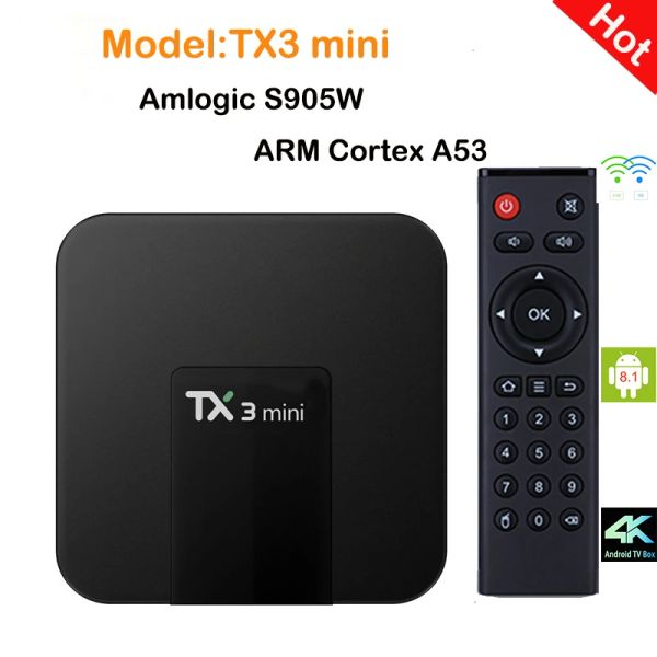Caixa Android 8.1 TX3Mini TV Box Smart TV H2.65 5G P 4K Set Top Box TVBox Player Media Player