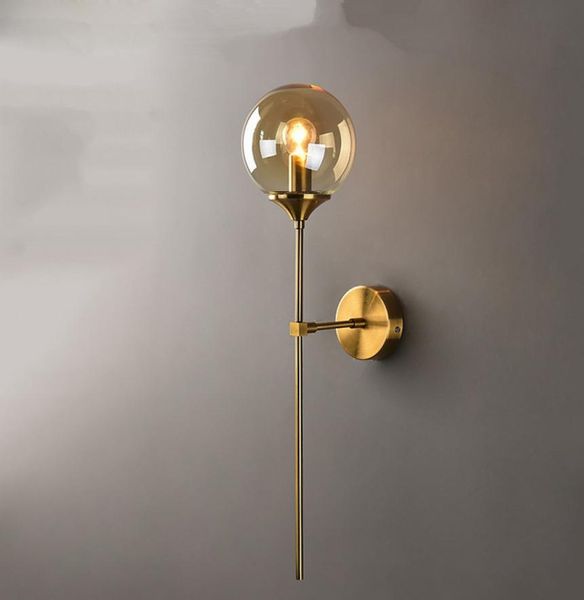 Lampada per pareti in oro moderna a parete in vetro E14 Lampada per pareti per decorazioni per la casa Luci da bagno per la camera da letto Luci a interni Nordic Luminaire9499274