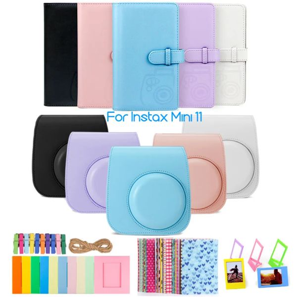 Câmera Fujifilm Instax Mini 11 Acessórios para câmera pacote com case/96 fotos álbum/10 quadros de foto pendurados/5 quadros de mesa/20pcs adesivos