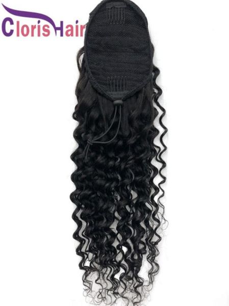 Deep Wave Human Hair Ponytail Rail Caminhão Virgem Brasil Extensões Curly Curly com Clip Ins para Mulheres Negras Ajustável Pony Tail3253702