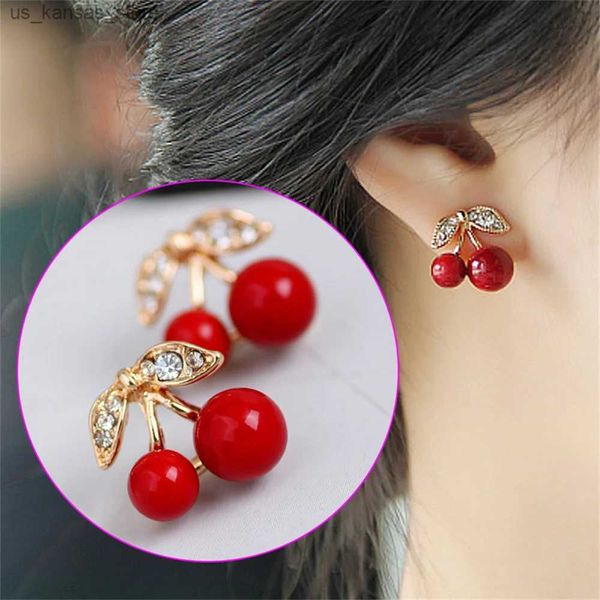 Charme niedliche Mode rote Acrylkirschohrohrringe für Frauen Kpop Kristall Obstohrringe Ladies Party Schmuckocacessoires240408