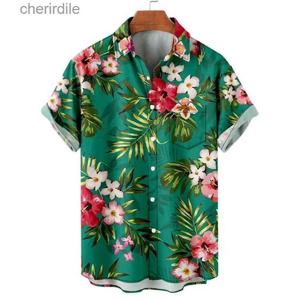 Herren lässige Hemden Hawaiian Shirt Leopard Print Casual Herren Shirt Open Kragen kurzärmeliges Hemd Aloha Fashion Mens Shirt YQ240408