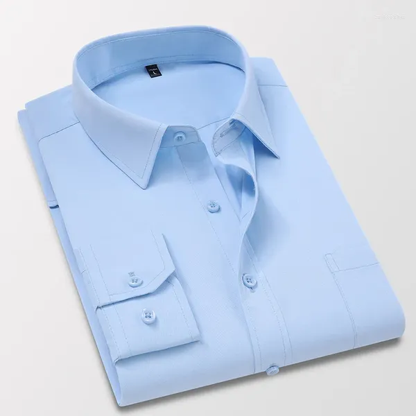 Herrenhemden Hemden plus Größe Herren Langarm Shirt Up Professionelle männliche Kleidung Schlankes Fit Solid Color Männer Geschäft Geschäfte