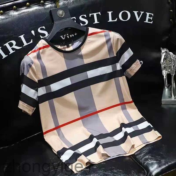 Haikyuu Summer New Mens T-shirts Ice Silk Shind Short Shord Plaid Lettere Stampa Designer Gioventù Trend di grandi dimensioni S-XXXL