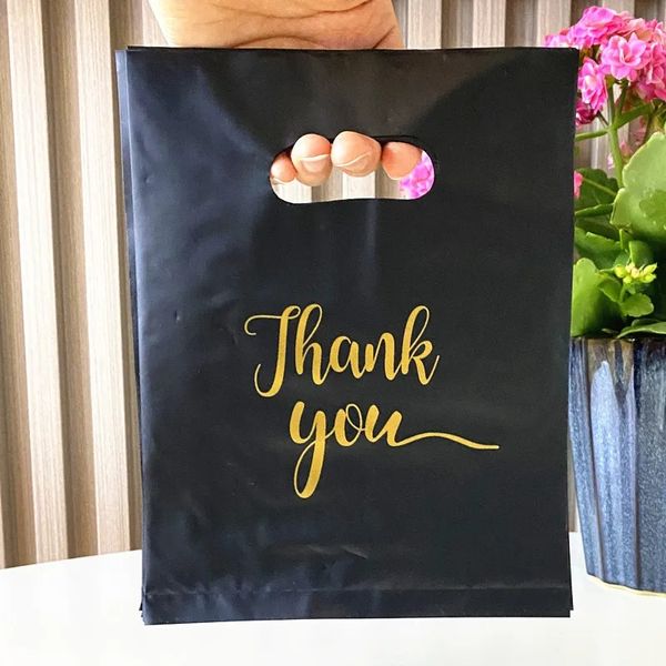 Black Thank You Gift Bag Birthday Bachelorette Party Reghipy Packaging DECORAZIONI PERSONALE DEGIONI PICCOLI BUSINI