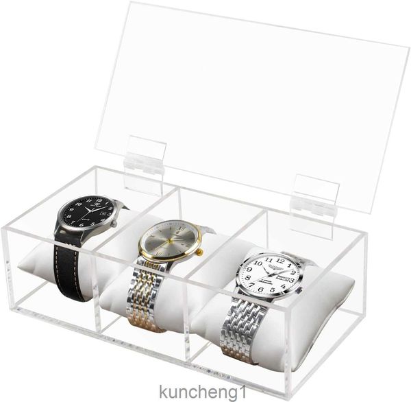 Watch Box Organizer for Men Mulheres 3 slot acrílico relógio Holder Display Exibir Organizer Jewelry Storage