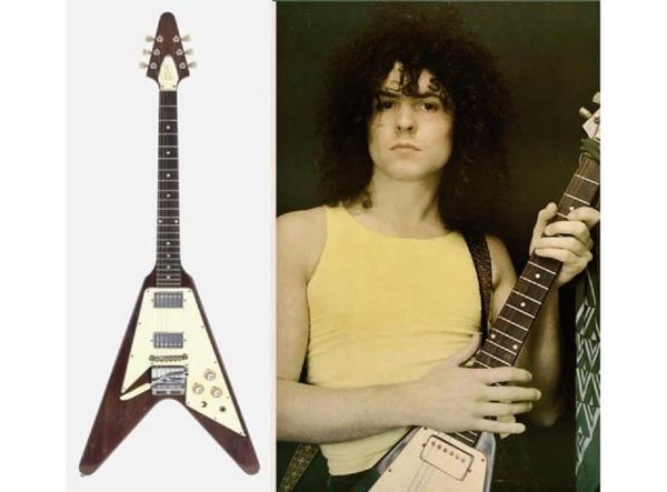 Marc Bolan Christies Auktion Walnuss Brown Flying V Gitarre Mundoniconica Vibrola Tremolo Bridge Chrome Hardware Tuilp Tuners4900146