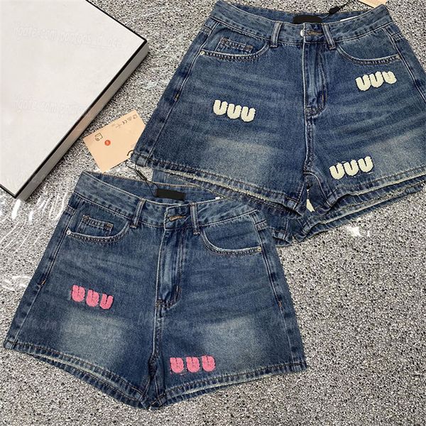 Mektuplar Seksi Mini Kot Şort Kadın Yaz Denim Pantolon Lüks Tasarımcı Kısa Kot Günlük Günlük Serin Jean Boksörler