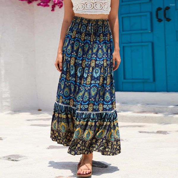 Юбки 2024 Лето Boho Beach Maxi Dress Preses