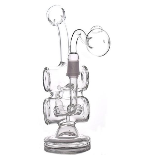 Mini Mini Reciclador de Bongo de Vidro de 14 mm Tubo de água de água de vidro de vidro PERC PERC BOBBLER DE ÓLEO COM BANGANGER2127457