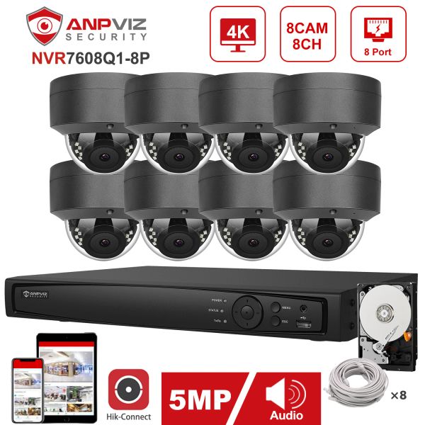 System Hikvision OEM 8CH 4K NVR 5MP POE IP -Überwachungskamera -System Audio Outdoor IP -Sicherheits -Kit IP66 HikConnect 30m IR P2P -Ansicht