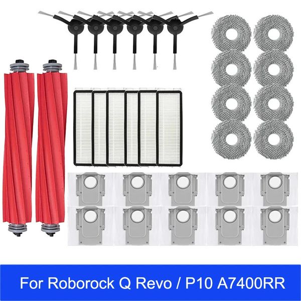 Para Roborock Q Revo / P10 A7400RR Robot Vacuums Cleaner Acessório Lateral lateral Prave lateral HEPA Filtro MOP Saco de poeira Parte 240327