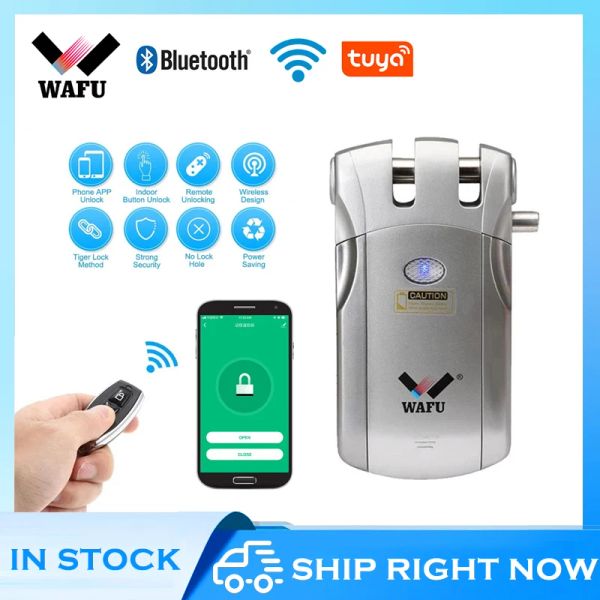 Lock Wafu 019 Smart Lock Wireless WiFi Bluetooth Suporte Tuya App Electrony Keyless Porta Invisible Lock 433MHz