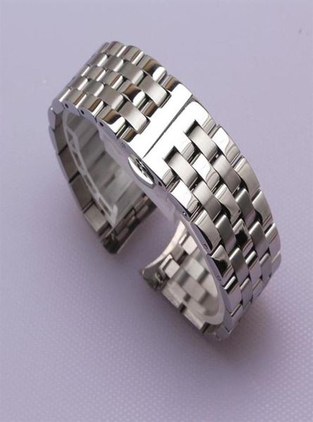 Bracciale argento curvo in acciaio inossidabile di alta qualità Bracciale d'argento 16mm 18mm 20mm 22mm 24mm Solid Band per orologi del marchio Men New2482785212