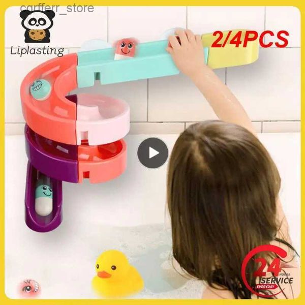 Baby Bad Toys 2/4pcs Baby Bad Spielzeug Rutsch Tracks Pipeline gelbe Enten Badezimmer Badewanne Spiel Rainbow Duschwasser Bildungsspielzeug für L48