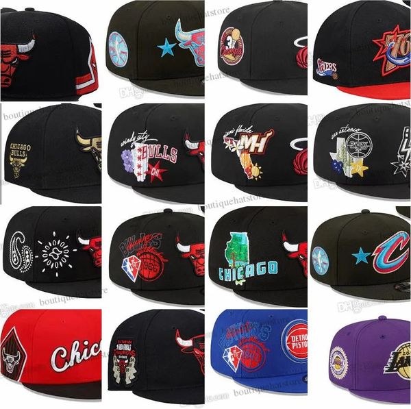 Mais novo Time All Team's Men's Baseball Snapback Hats Toucas Gorros Sports Basketball Chicago 