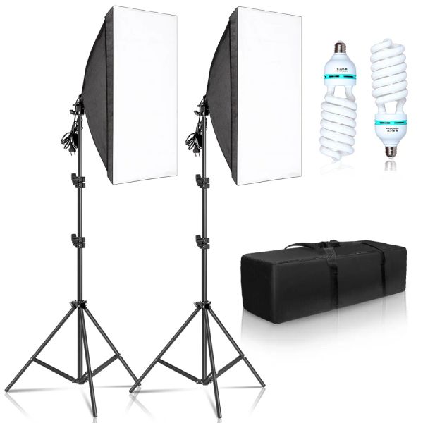 Bags Photography 50x70cm Softbox Lighting Kits Professionelles Lichtsystem mit E27 Fotografie -Lampen -Fotostudio -Ausrüstung