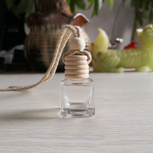 Glas Parfümflasche Anhänger Auto Hanging Diffusor Öl Aromatherapie Duft Parfüm Anhänger Glasfläschchen für Autodekoration (Würfelform)