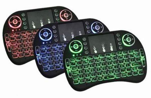 Tragbare Mini -RGB -Beleuchtung Wireless Tastatur i8 24 GHz Tastatur Fernbedienung Touchpad für Android Box TV 3D Game Tablet9699084