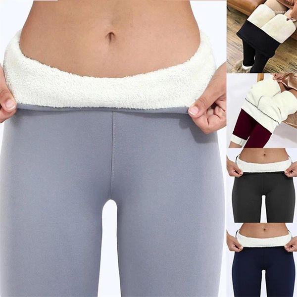 Leggings femminili donne inverno più velluto allungati in alto in vita calda agnello spesse