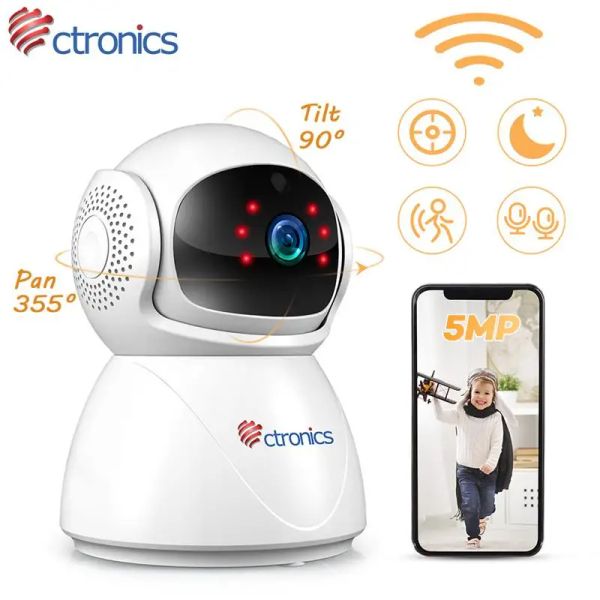 Lancia Ctronics Smart Home IP Camera 5MP WiFi Indoor Room Baby Monitor Mini Robot Security Camera Audio CCTV 360 Visione notturna di tracciamento