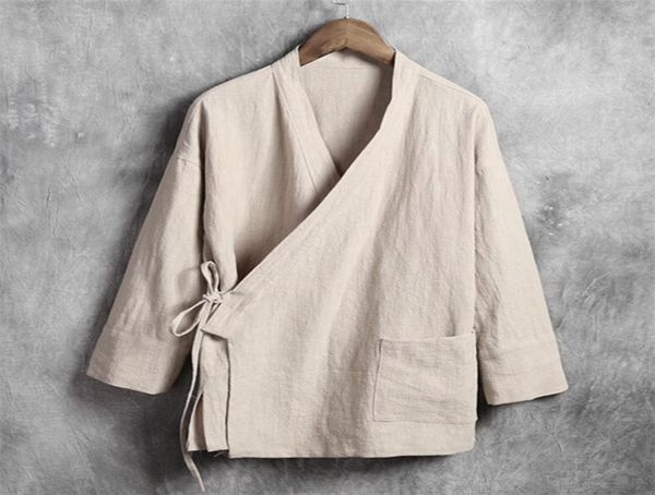 Camicie casual men039 da camicie in lino maniche lunghe in stile cinese collare mandarino tradizionale kung fu tang camicia sociale casual p7205048