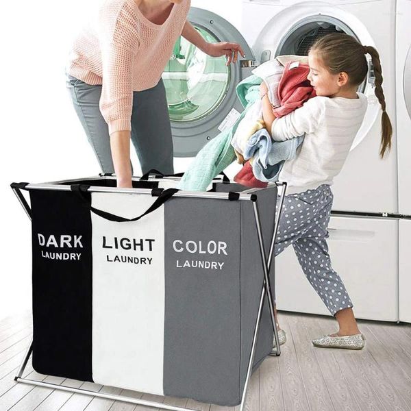 Çamaşır çantaları depolama sepeti ev enkaz katlanır 1/2/3 ızgara oxford bez katlanabilir kirli giysiler