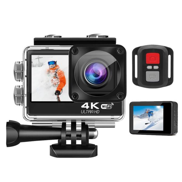 Kameras Actionkamera 4K WiFi Unterwasser wasserdichte Action 20MP Ultra HD 60fps Helm Videoaufnahme Touchscreen EIS Sport Cam