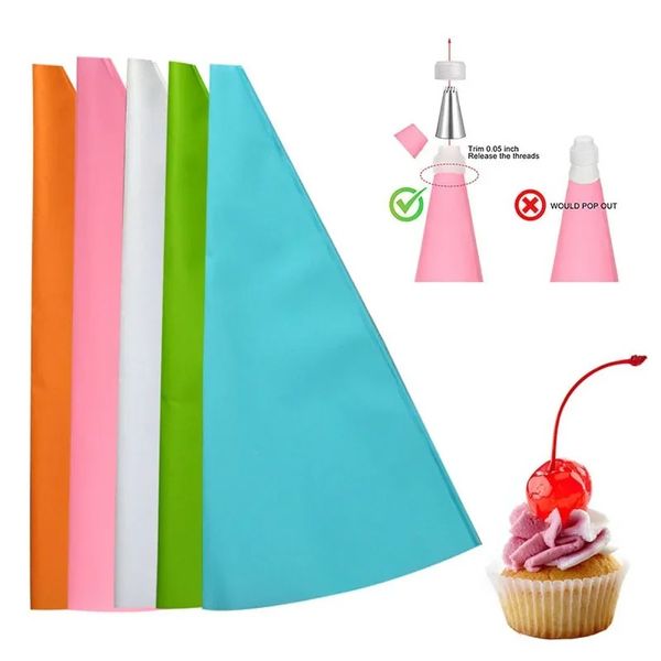 2024 1 % 1pc reusabile sacchetti per tubazioni in silicone riutilizzabili borse per pasticceria cupcake cupcake decorazione di strumenti da forno cucina accessori da cucina zucchero da zucchero per fornai da cucina